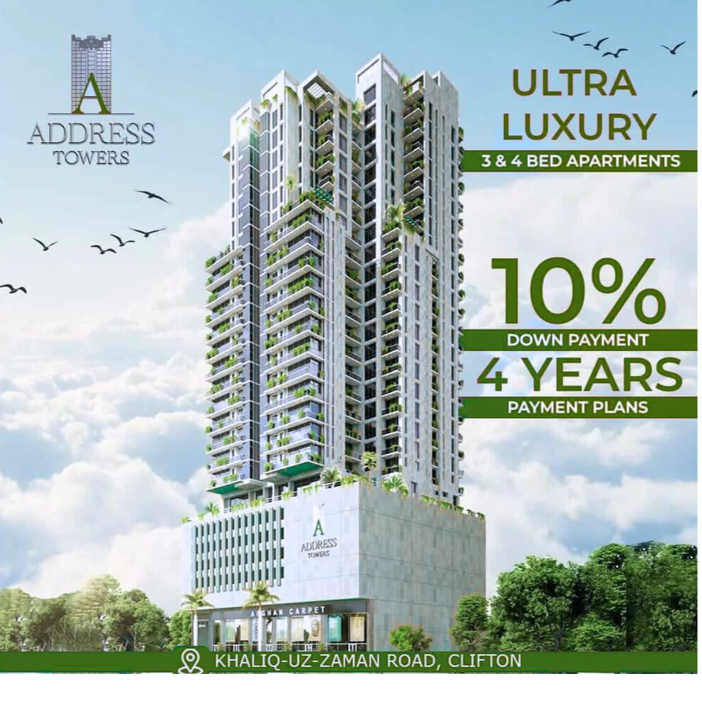 Address Towers Clifton Luxury 3-4 Bedrooms Flats & Penthouses For Sale In Block 8 Clifton Karachi