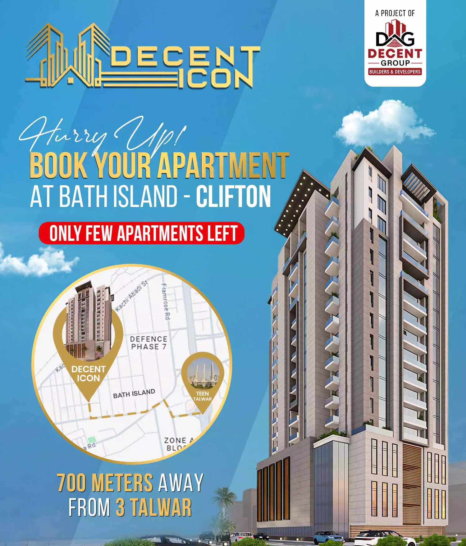 Decent Icon Luxury 3-Bedrooms Flats For Sale in Bath Island Karachi (3)