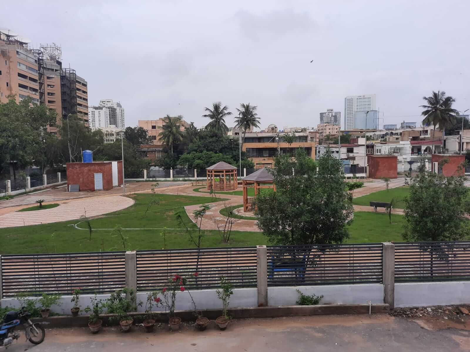 Dunes Marvel 3-Bedroom Apartment for Sale in Clifton Block 5 Karachi (5) Landscaped park with gazebos and pathways near Dunes Marvel in Clifton Block 5 Karachi