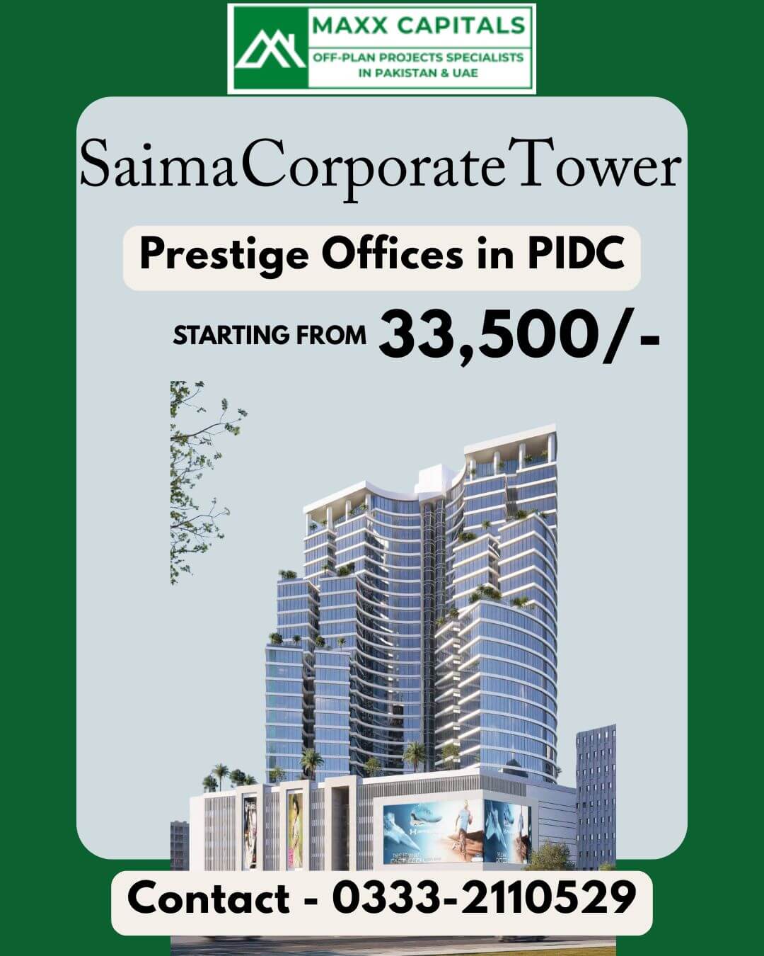 Saima Corporate Tower Pre Launch Offices For Sale In Pidc