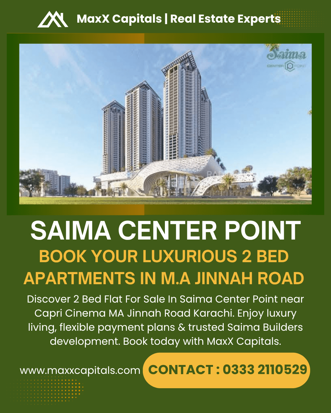 2 Bed Flat For Sale In Saima Center Point _ Ma Jinnah Road