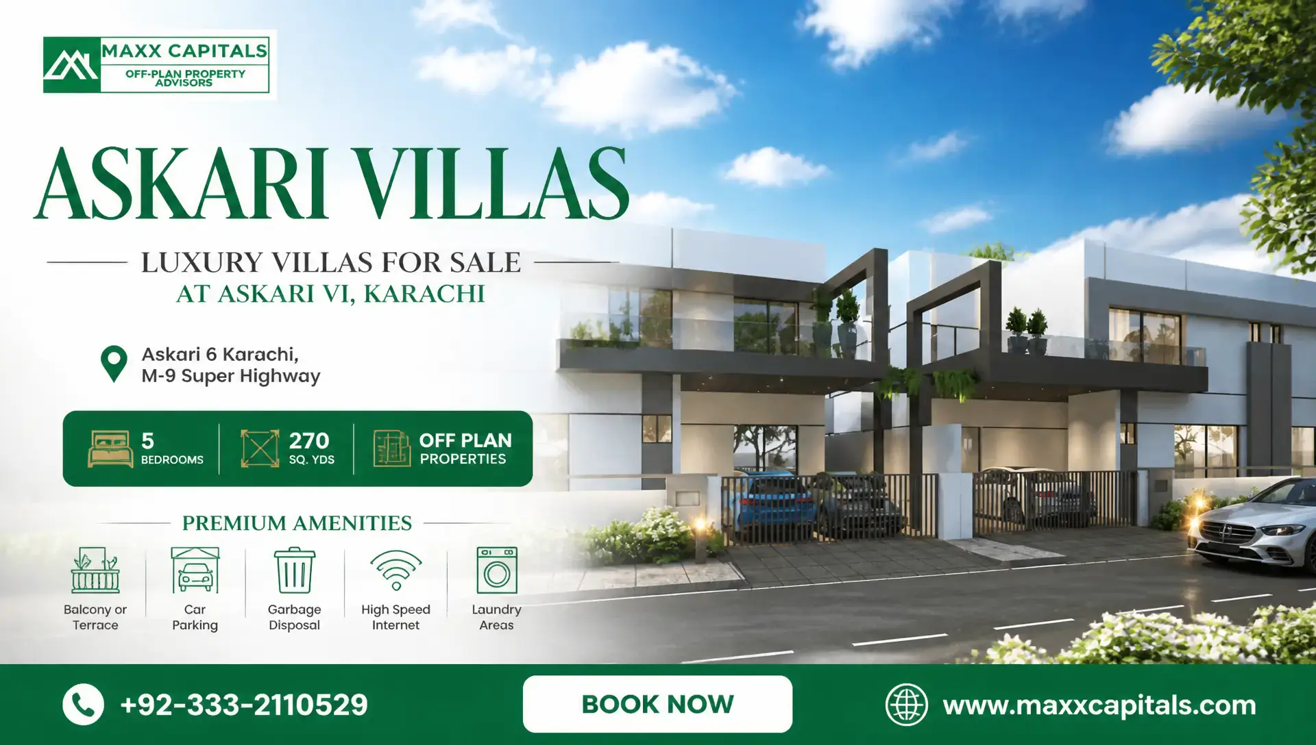 Askari Villas 5-Bed Villa On Booking In Askari 6 Karachi – 270 Sq Yd