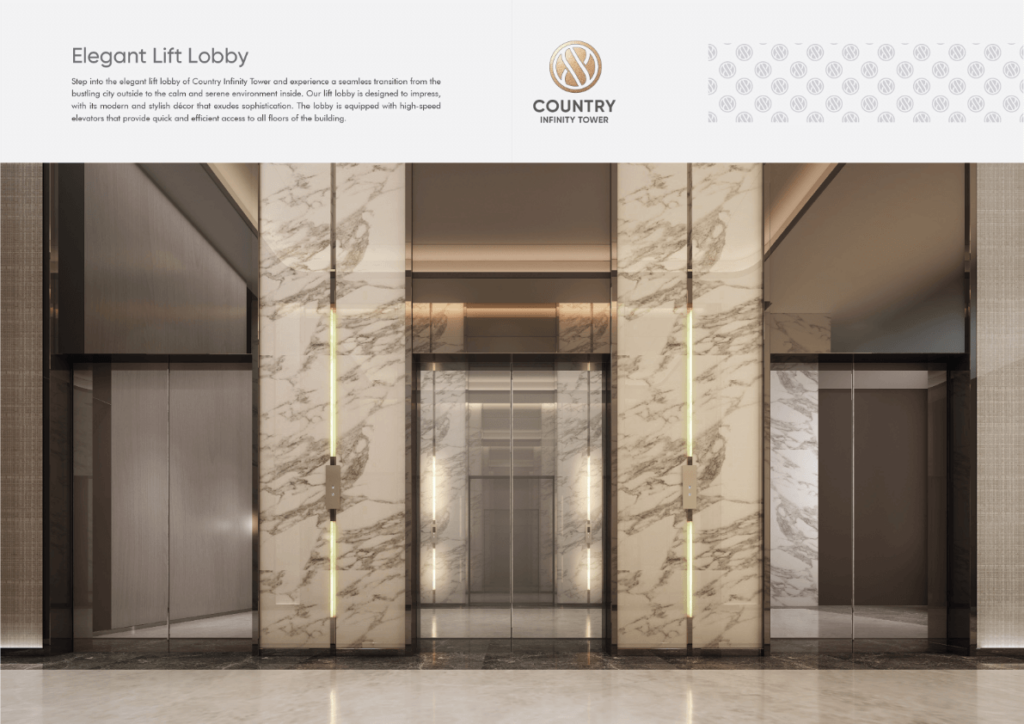 Elegant lift lobby in Country Infinity Tower