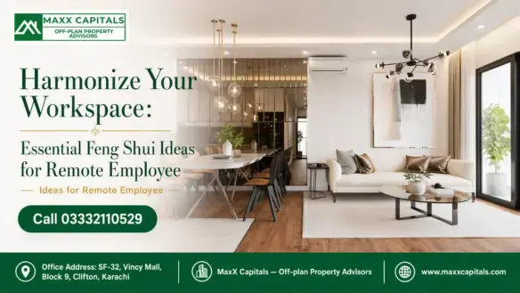 Modern Open-Plan Interior Featuring Harmonious Lighting And Feng Shui Decor Ideas For Remote Employee Workspaces.