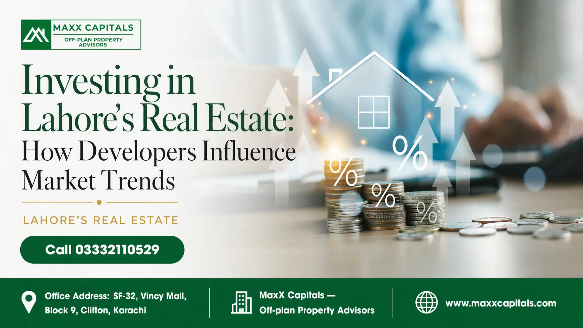 Financial Growth Graphics And Property Outline Representing Market Trends In Lahore'S Real Estate Sector.