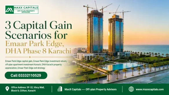 Emaar Park Edge Towers Under Construction Along The Dha Phase 8 Karachi Beachfront For Prime Off-Plan Capital Gain.