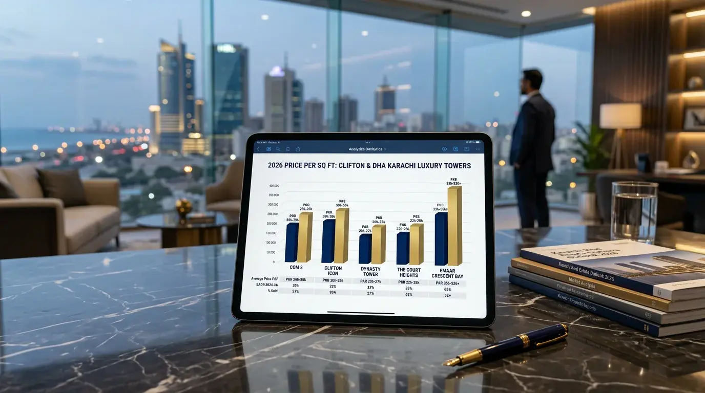 Clifton And Dha Karachi Flats For Sale: 2026 Price Per Sq Ft Audit Across 5 Landmark Towers 3 2026 Price Per Sq Ft Comparison Matrix For Luxury Apartment Towers In Clifton And Dha Karachi | Maxx Capitals