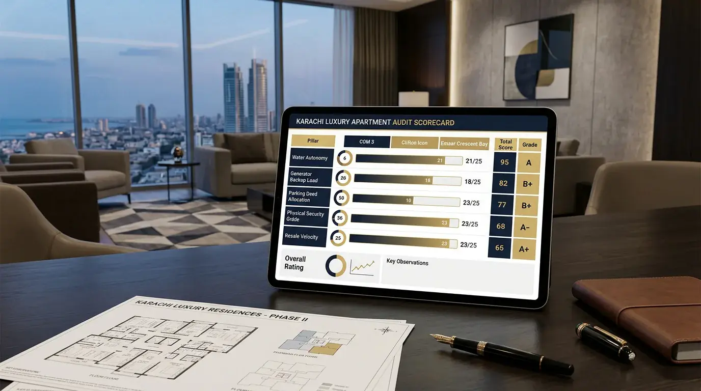 Clifton And Dha Karachi Flats For Sale: 2026 Price Per Sq Ft Audit Across 5 Landmark Towers 4 2026 Clifton And Dha Luxury Apartment Tower Scorecard Water Autonomy Generator Backup And Security Ratings | Maxx Capitals