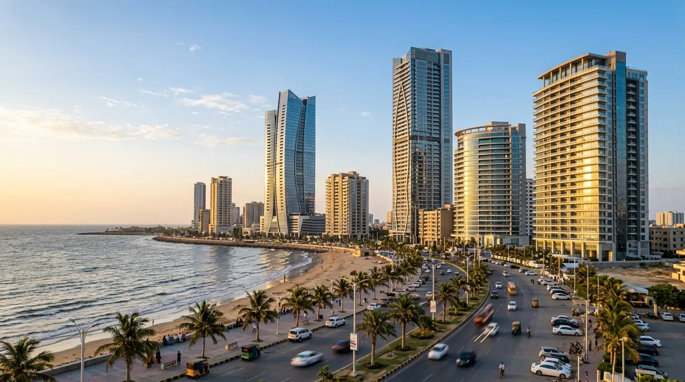 Clifton And Dha Karachi Flats For Sale: 2026 Price Per Sq Ft Audit Across 5 Landmark Towers 2 Clifton Marine Drive Waterfront Luxury Apartment Towers Skyline Karachi Com 3 And Clifton Icon | Maxx Capitals