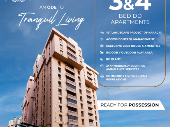 High-Rise Lakhani Presidency Building In Karachi With 3 And 4 Bedroom Apartments, Access Control, Club Amenities, Ro Plant, M