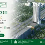 Hsj Icon Residential Tower In Clifton, Karachi, Surrounded By Lush Greenery And Modern Infrastructure.
