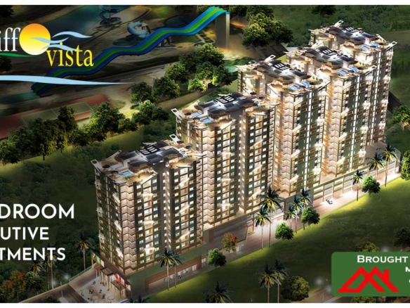 Aerial View Of Cliff Vista Apartments Showing Modern High-Rise Towers For Luxury 3-Bedroom Executive Flats Surrounded By Gree