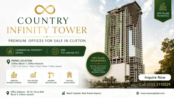 Maxx Capitals Office For Sale In Clifton, Country Infinity Tower High-Rise Under Construction