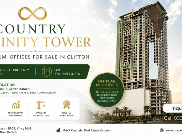 Maxx Capitals Office For Sale In Clifton, Country Infinity Tower High-Rise Under Construction