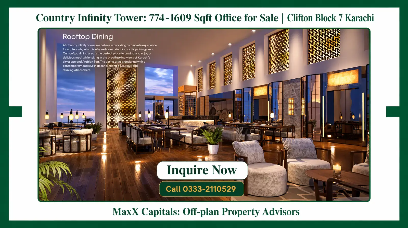 Office For Sale: Country Infinity Tower 774-1609 Sqft In Clifton