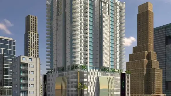 Sawera Blessing Luxury 3-4 Bedroom Flat In Clifton: Modern White High-Rise With Blue Accents, Balconies, Palms And Urban Skyl