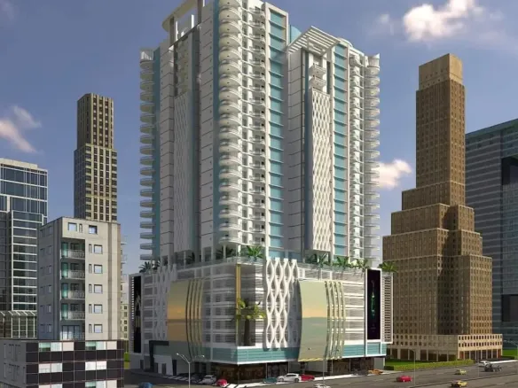 Sawera Blessing Luxury 3-4 Bedroom Flat In Clifton: Modern White High-Rise With Blue Accents, Balconies, Palms And Urban Skyl