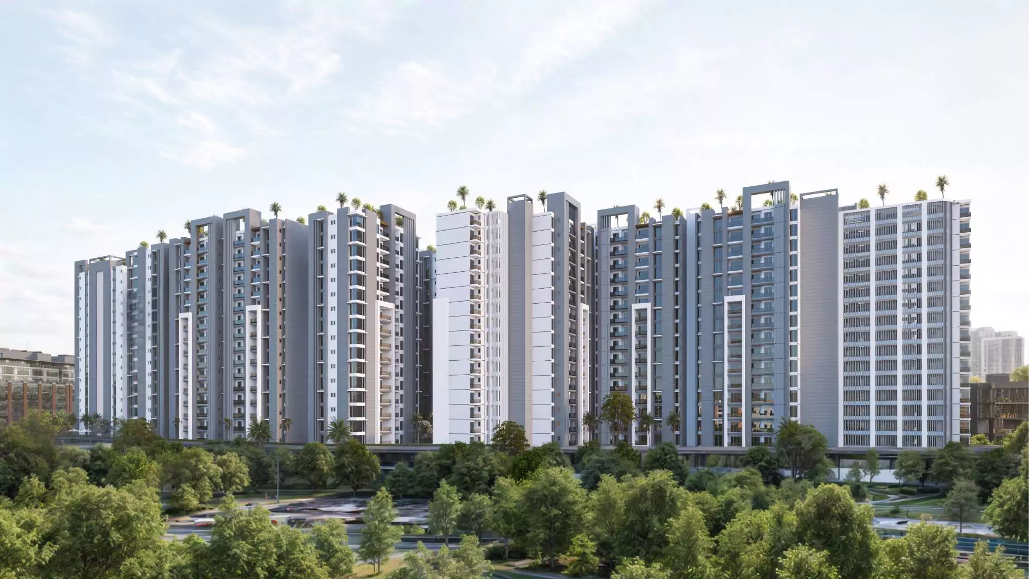 Saima Shield Towers Luxury Flats For Sale in Gulshan-e-Iqbal Near Mosamiyat (4) Saima Shield Towers in Gulshan-e-Iqbal: cluster of modern high-rise towers with balconies and surrounding greenery