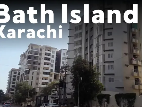 High-Rise Apartment Buildings With Balconies In Bath Island Karachi, Exterior Of Luxurious 3-Bedroom Flat For Rent Location
