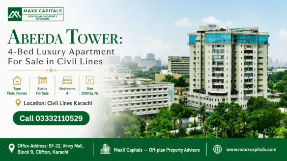Abeeda Tower, A Modern High-Rise Building In Civil Lines Surrounded By Lush Greenery And Offering Luxury 4-Bedroom Apartments
