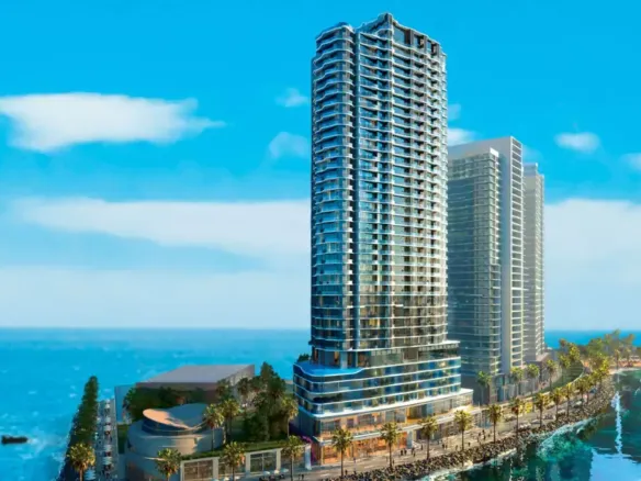 H&Amp;S Residence In Dha Phase 8: Modern High-Rise Towers With Glass Facades Overlooking Sea, Palm-Lined Promenade And Waterfront