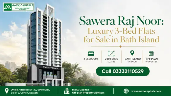 Sawera Raj Noor, A Modern High-Rise In Bath Island, Featuring Luxury 3-Bedroom Flats With Glass Facade And Lush Surroundings.