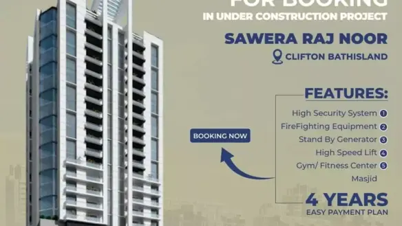 Modern High-Rise Sawera Raj Noor Luxury 3-Bed Apartments In Bath Island Under Construction, With Gym, Masjid, Security, And G