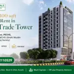 Modern High-Rise Building Of Charlie Trade Tower With Glass Facade, Lush Landscaping, And Urban Surroundings.
