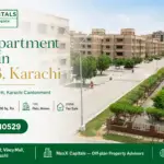 Well-Maintained Residential Buildings With Lush Green Landscaping In Askari 3 Karachi, Featuring A Flat For Sale.