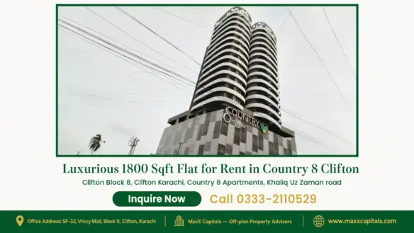 Modern twin-tower apartment building with distinctive curved design located in Country 8 Clifton.