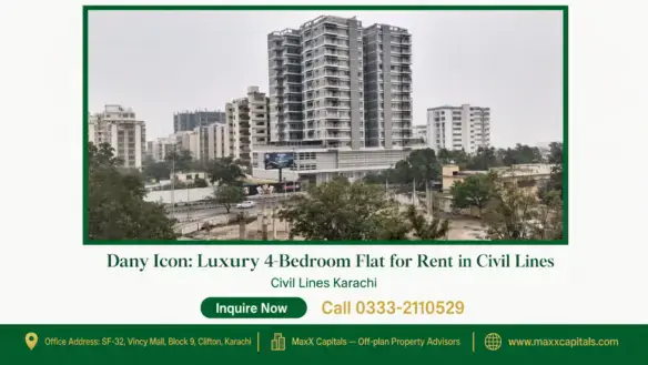 Modern high-rise apartment building in Civil Lines surrounded by greenery and urban infrastructure, showcasing Dany Icon.