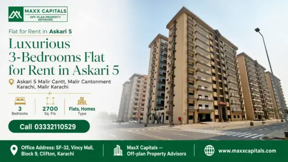 Elegant Apartment Buildings In Askari 5 Karachi With Multiple Balconies And A Clean Street In Front.