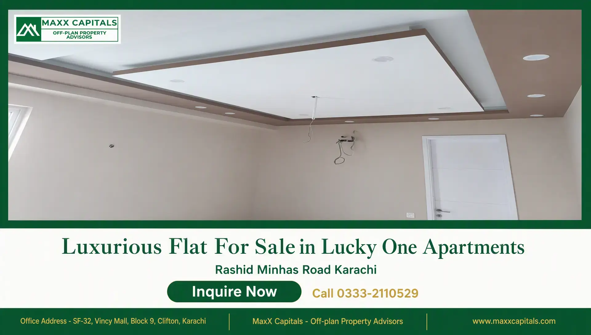 Luxurious 3-Bedroom Flat For Sale in Lucky One Apartments Unfinished living room ceiling and walls in a Lucky One Apartments flat for sale, Karachi