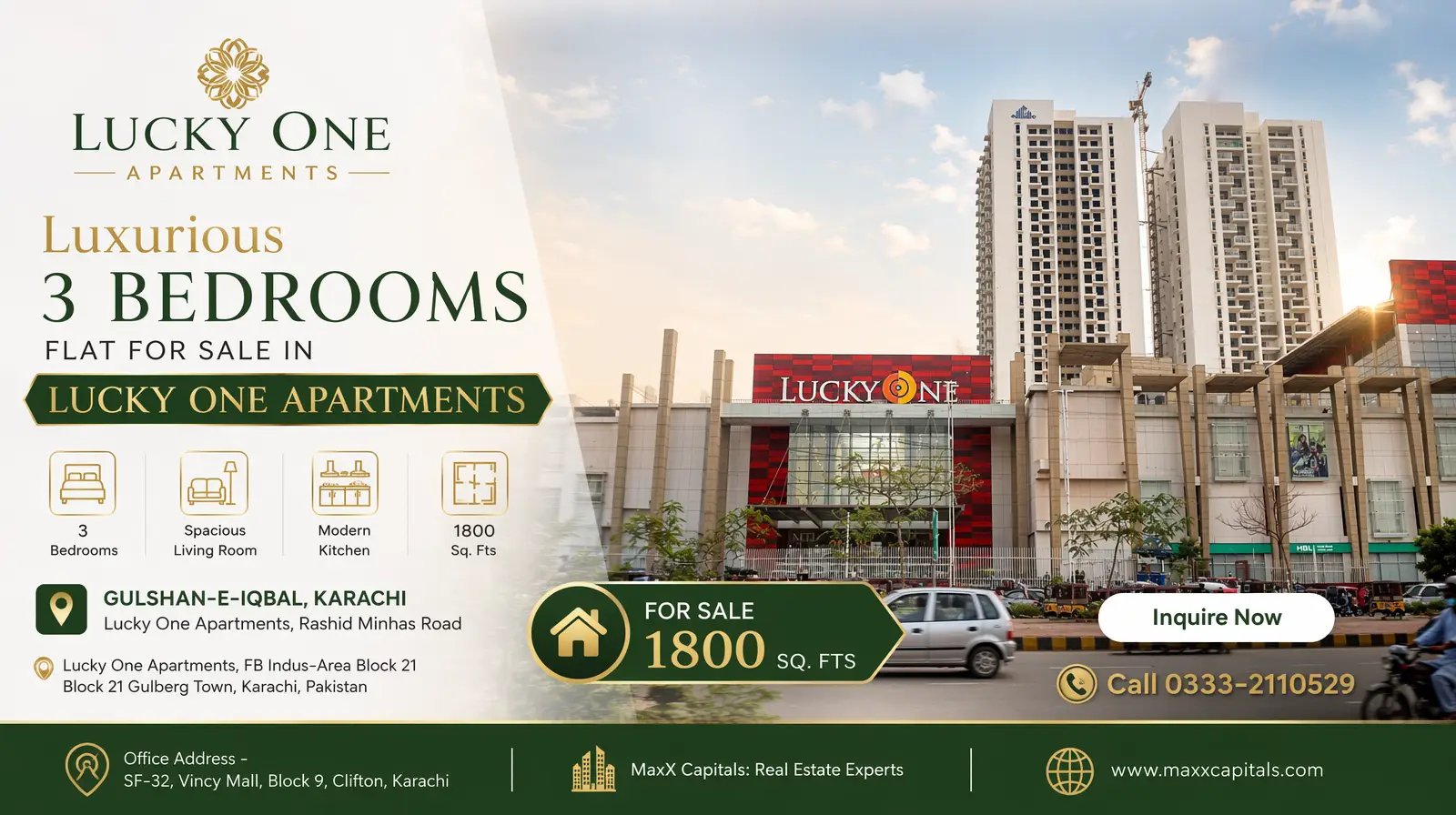 MaxX Capitals luxury 3 bedroom flat for sale in Lucky One Apartments, Gulshan-e-Iqbal Karachi exterior