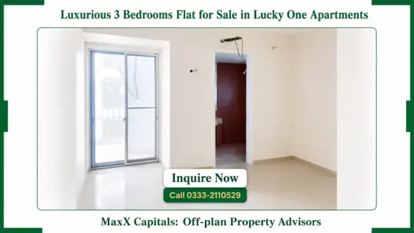MaxX Capitals interior of Lucky One Apartments flat for sale, bright room with sliding glass door and tiled floor