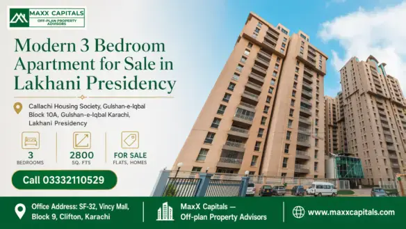 Modern Residential Towers Of Lakhani Presidency With Spacious Balconies, Situated In Gulshan-E-Iqbal Karachi.
