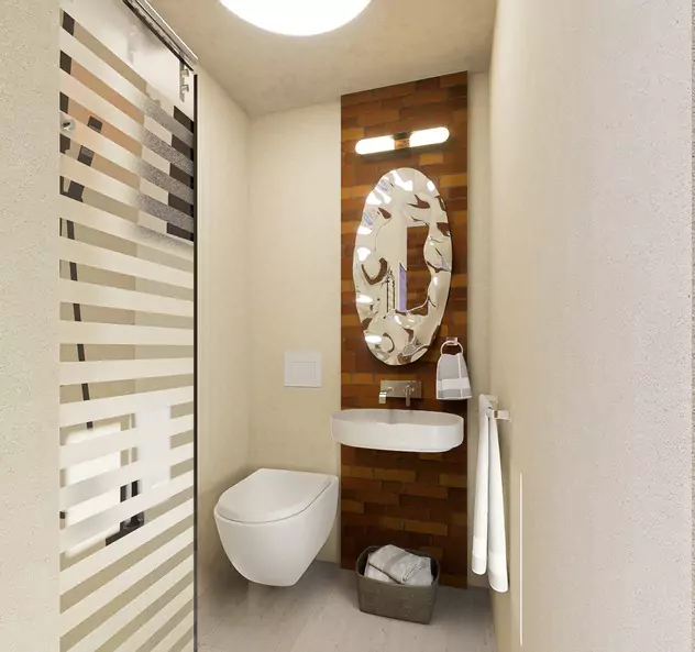 The Nishat Residency Dha Phase 6 Defence Karachi (14) Modern bathroom in Nishat Residency luxury apartments, DHA Phase 6, Karachi: white wall-hung toilet, sink, frosted glass show
