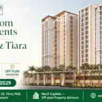 Modern High-Rise 2 Bedroom Apartments At Falaknaz Tiara In Dha Karachi, Showcasing Sleek Contemporary Architecture.