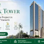Creek Tower Office Skyscraper In Dha Phase 7 Karachi With Glass Facade And Palm Trees In Foreground.