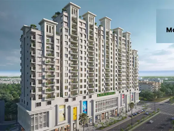 Burj Al-Jinnah High-Rise Apartments Near Airport, Modern White Tower With Balconies, Greenery And Roads