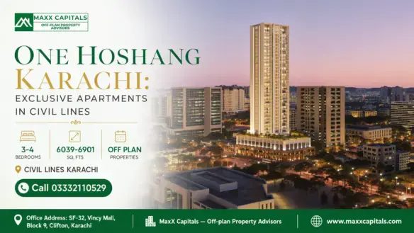Luxury High-Rise Building Of One Hoshang Karachi In Civil Lines, Surrounded By Cityscape At Sunset With Modern Architecture.