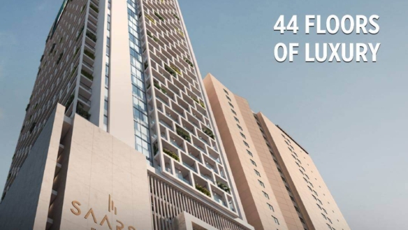 Saars 3 Civil Lines High-Rise With 44 Floors, Modern Glass Facade, Balconies, And Saars 3 Branding