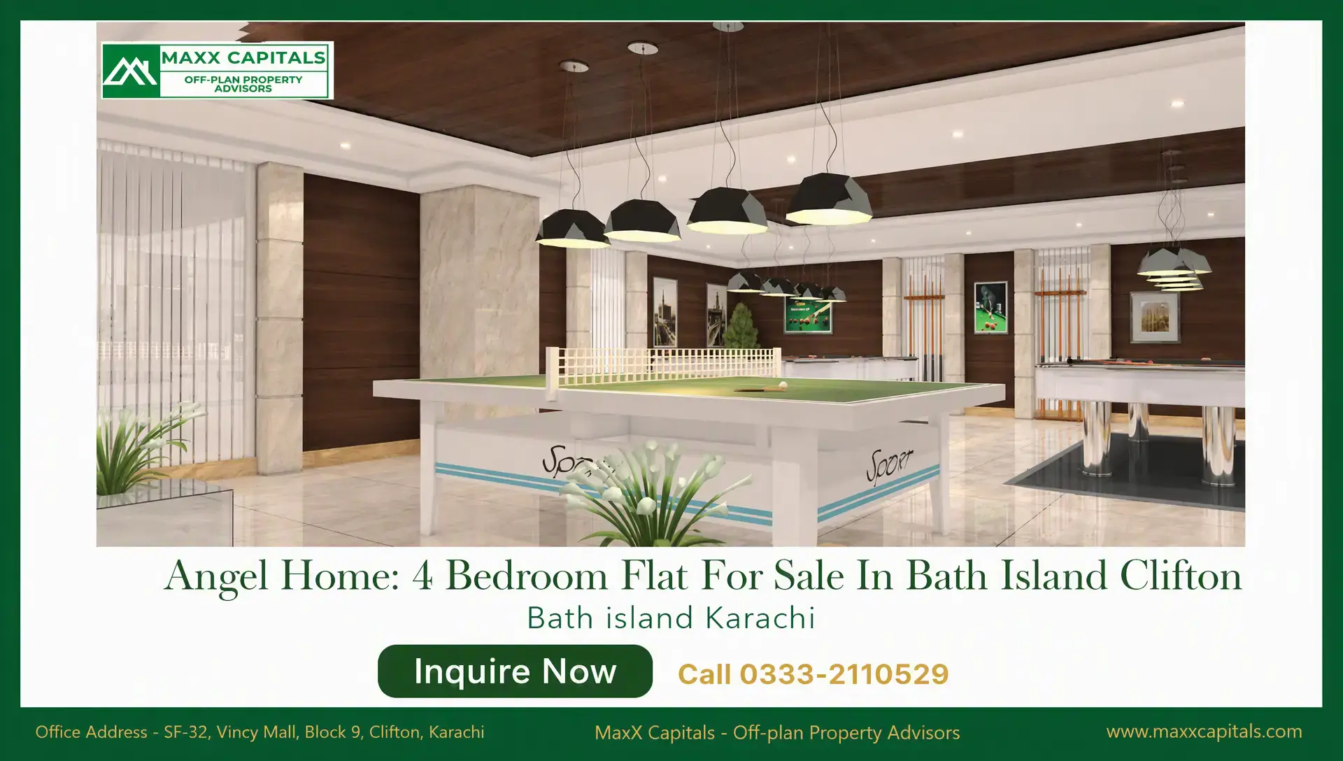 Angel Homes: 4-Bedroom Flat for Sale in Bath Island Clifton Angel Homes billiards lounge with pendant lights, wood ceiling, marble columns and polished tile flooring