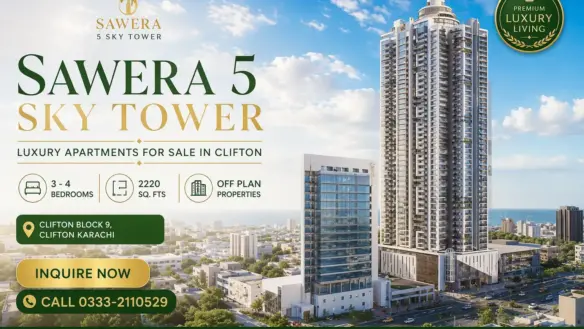 Sawera 5 Sky Tower Luxury Apartment Tower In Clifton Karachi With Sea View, Maxx Capitals