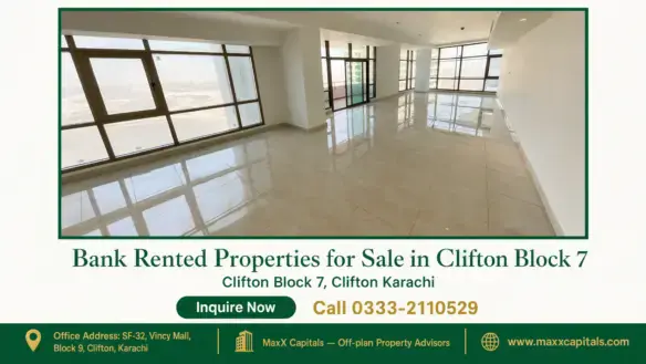 Spacious, sunlit apartment with polished tiled floors and large glass windows offering a city view, located in Clifton Block