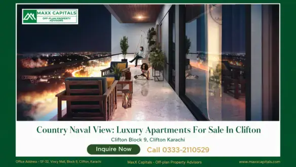 Country Naval View balcony with glass railing, seating, and city lights over Clifton at night