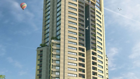 Maxx Capitals: Grand Monarch Seaside Apartment Tower Exterior With Landscaped Podium And Sky View