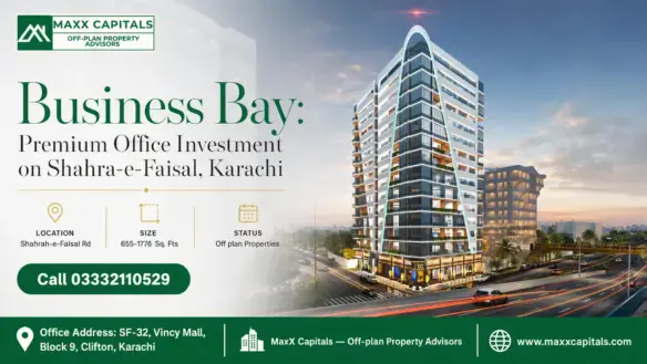 Modern High-Rise Office Building With A Sleek Glass Design Located At Shahra-E-Faisal, Karachi, Presented As A Premium Invest