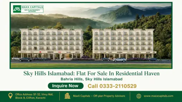 Modern five-story residential and commercial buildings with retail outlets at ground level, located amidst lush green hills i