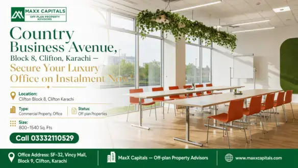 Modern Office Space In Country Business Avenue, Block 8, Clifton, Karachi With Floor-To-Ceiling Glass Windows, Wooden Floorin
